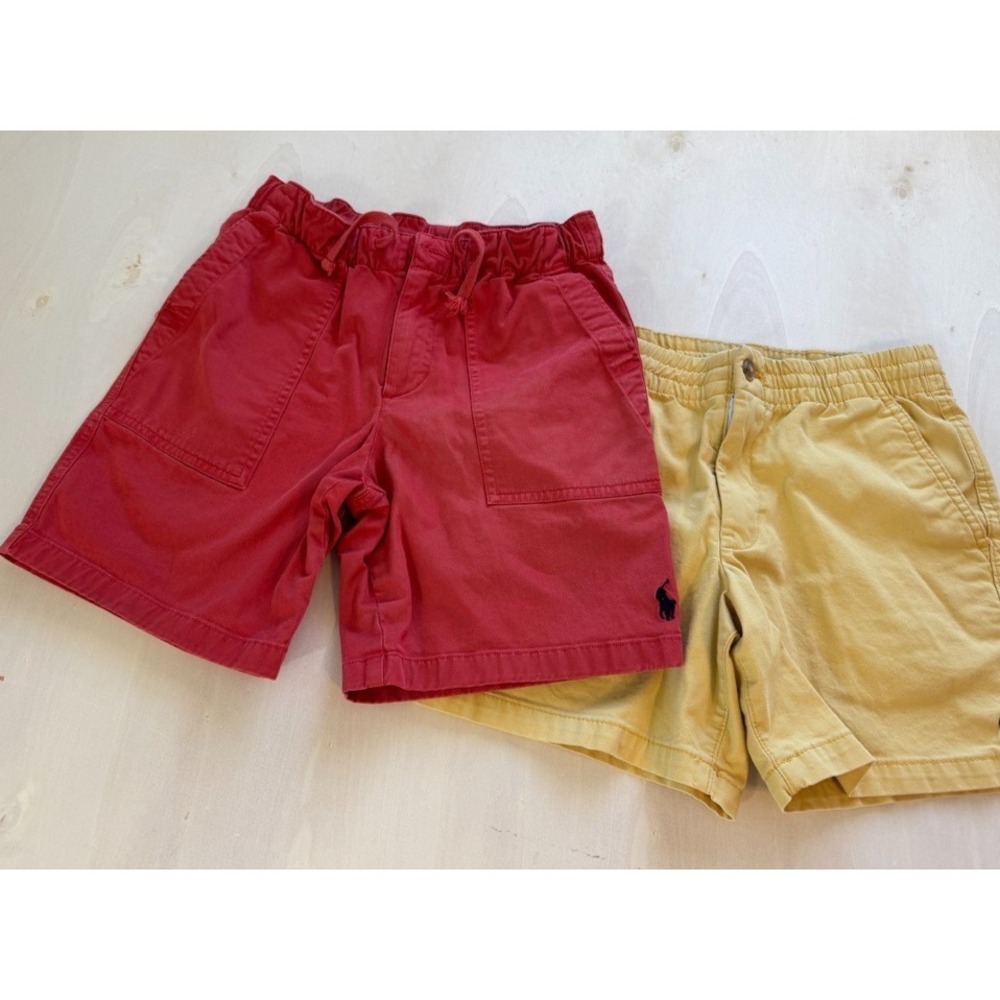 2 Polo Ralph Lauren Boys Chino Shorts Size 10 Yellow Red Solid Zip Flat Front